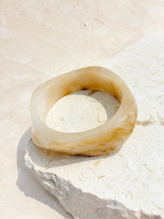 Angular Cuff Bangle in Ivory Multi