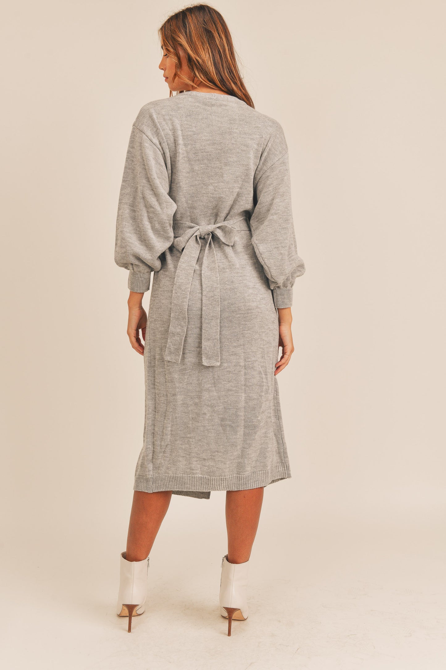 Keep It Classic Knit Sweater Wrap Midi Dress