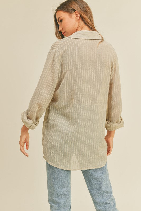 Playa Sheer Textured Button-down Shirt