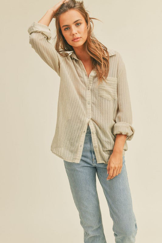 Playa Sheer Textured Button-down Shirt