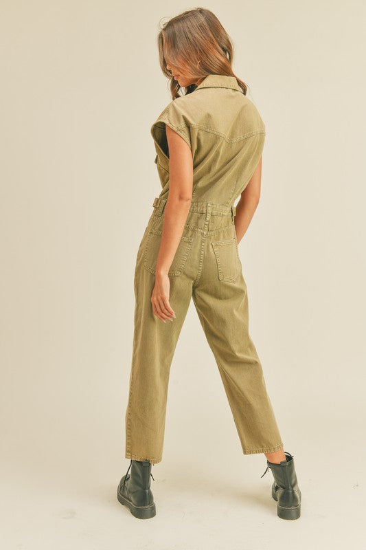 Washed Cotton Utility Jumpsuit