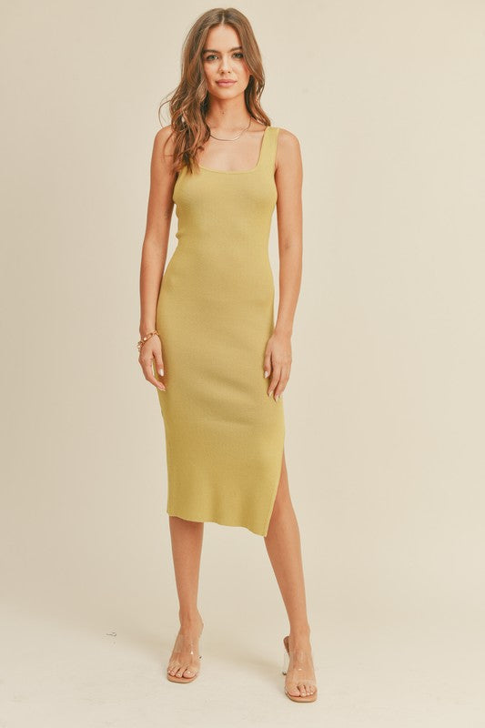 Sarasota Square Neck Knit Fitted Dress