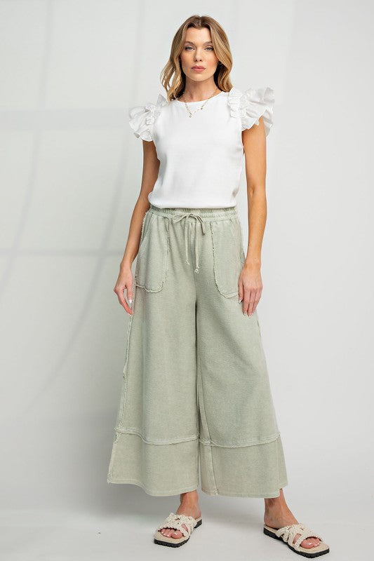 Wide Leg Terry Knit Palazzo Pants