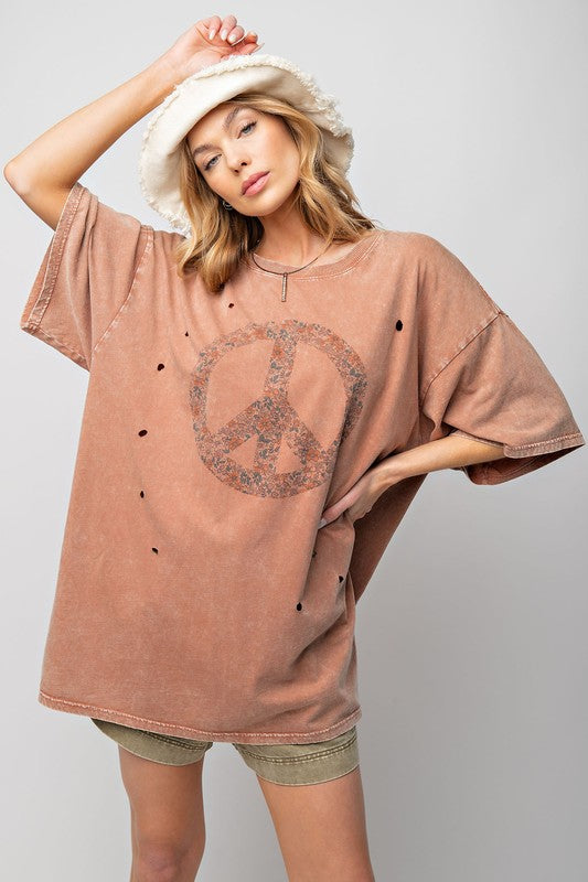 Fleur de Peace Oversized Shirt - Cocoa