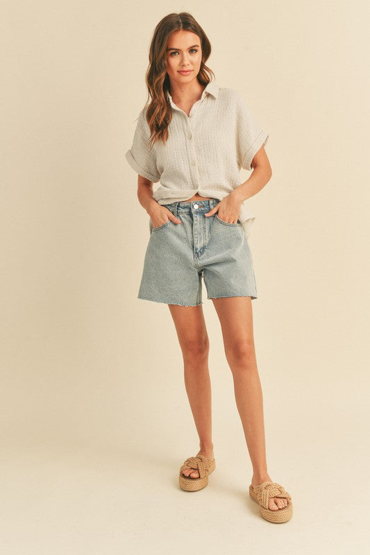 Escondido Textured Pattern Button-up Shirt - Stone