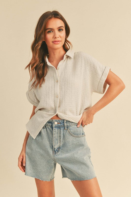 Escondido Textured Pattern Button-up Shirt - Stone