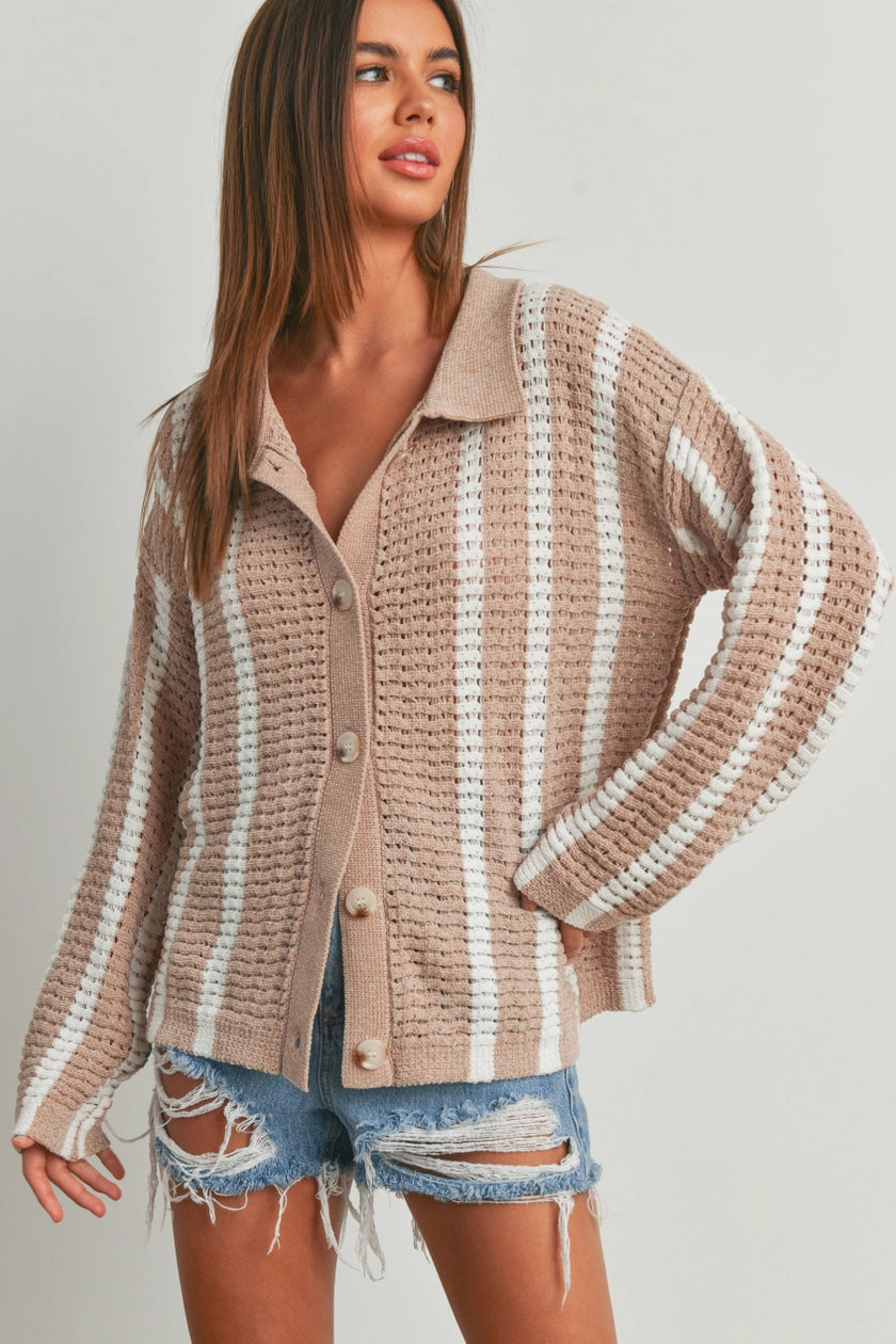 North County Oversized Chenille Button Up Sweater Cardigan