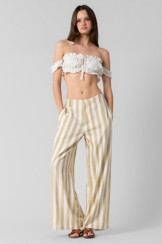 Lemon Drop Striped Wide Leg Pants