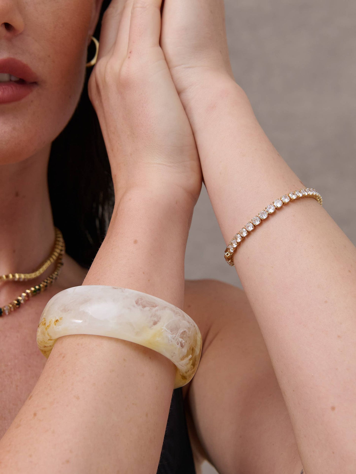 Joey Open Cuff Bangle - Stone
