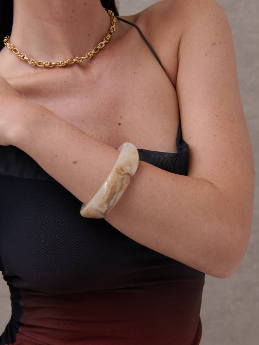 Angular Cuff Bangle in Ivory Multi