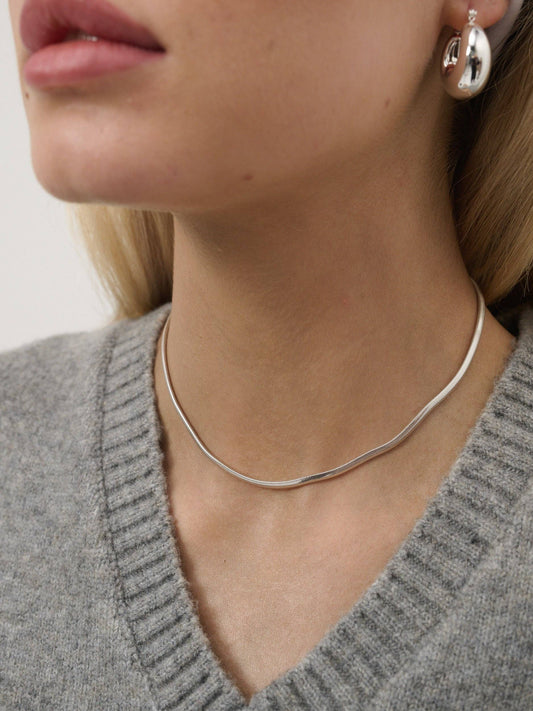 3mm Snake Sterling Silver Plated Necklace