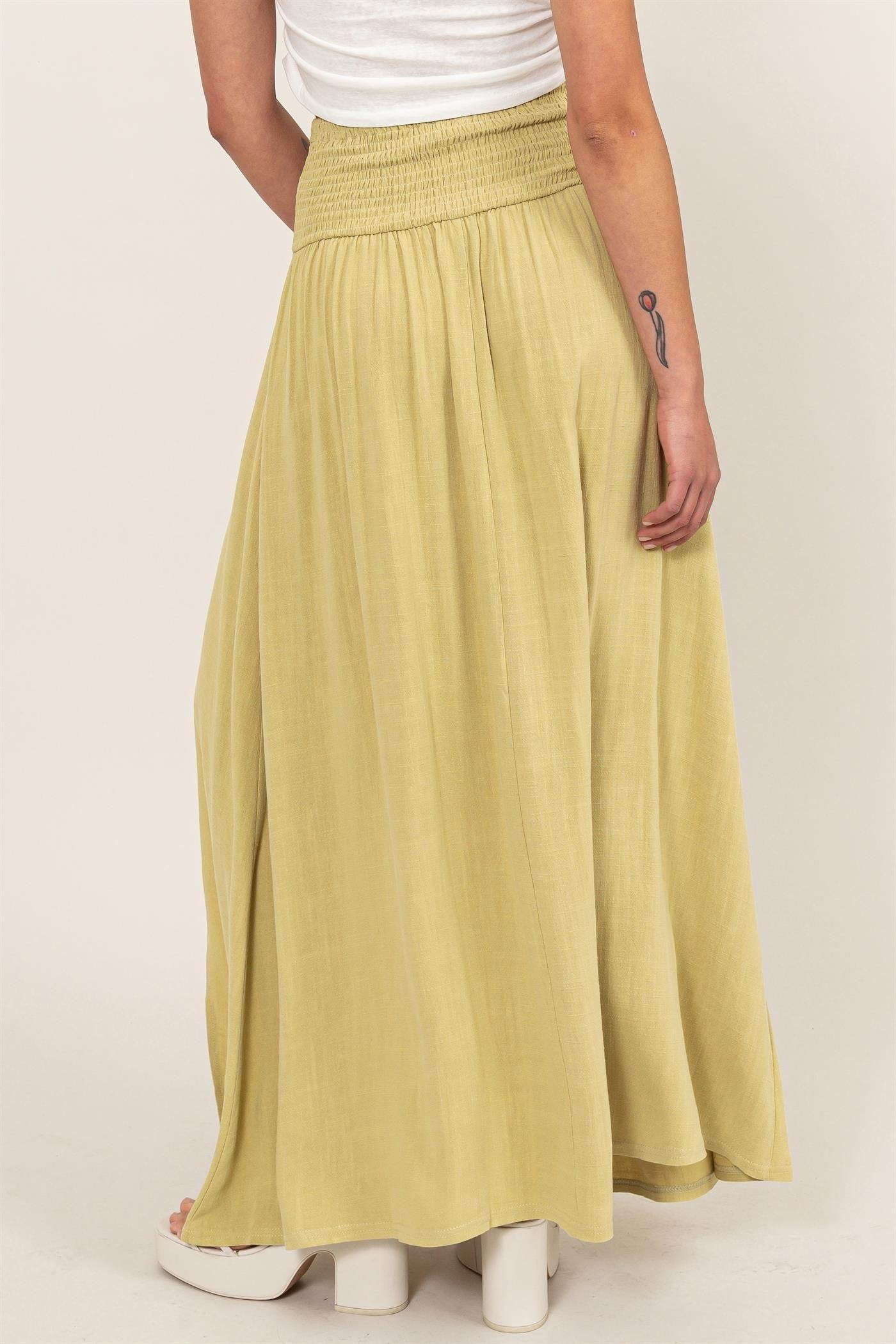 Bali Smocked High-Waist Maxi Skirt