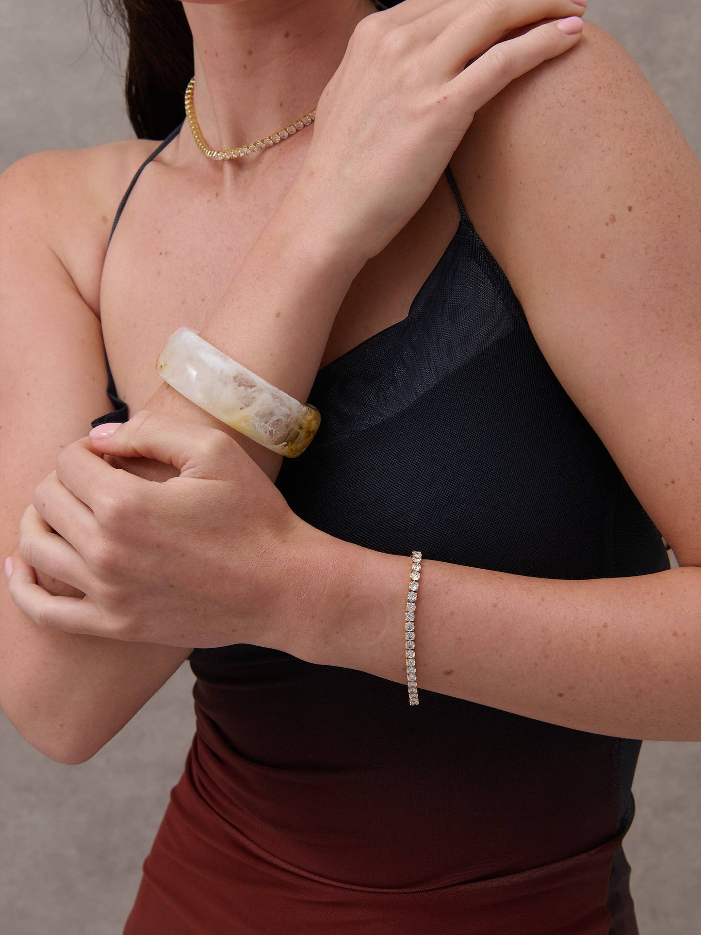Joey Open Cuff Bangle - Stone