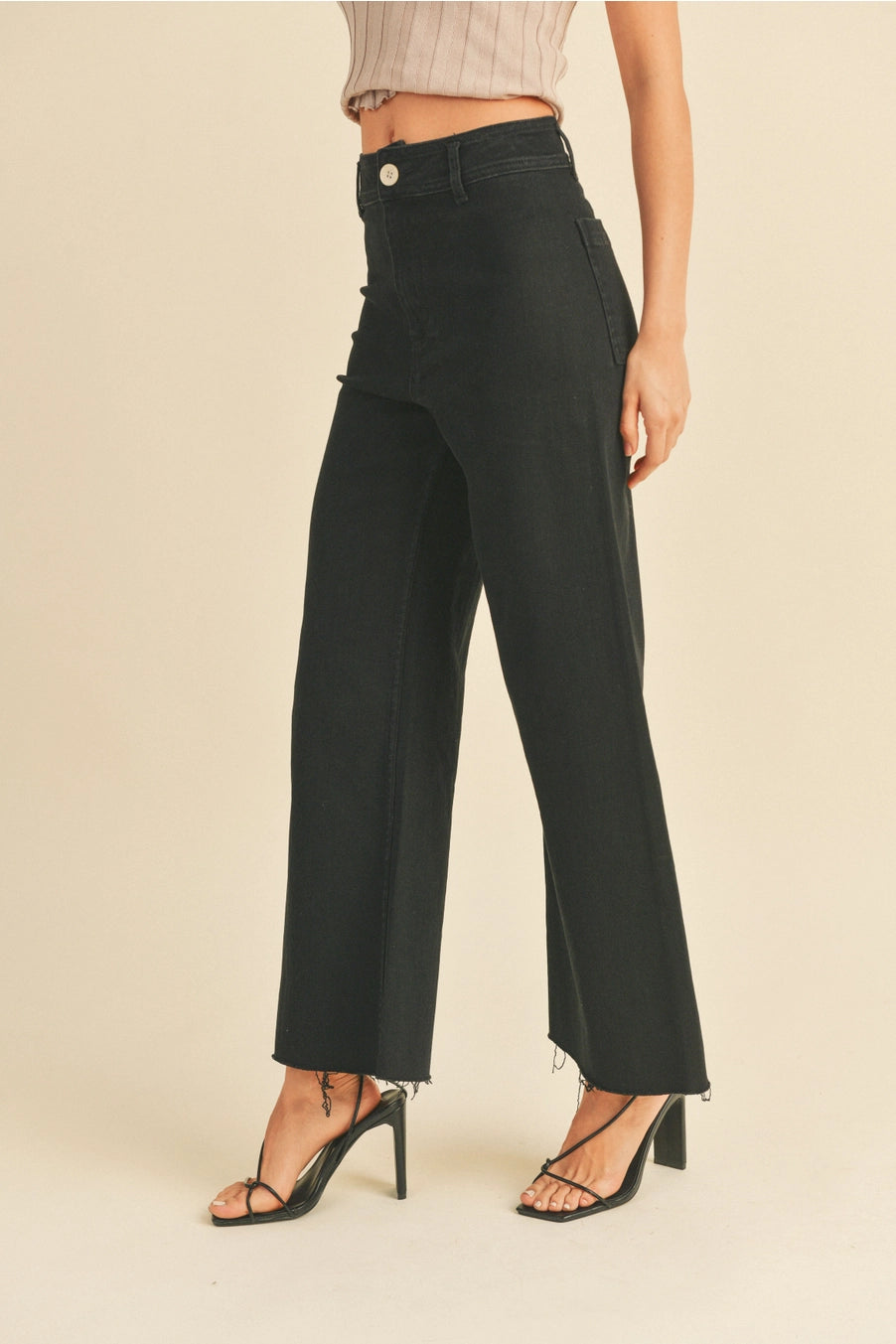Straight Wide Leg Denim Pants