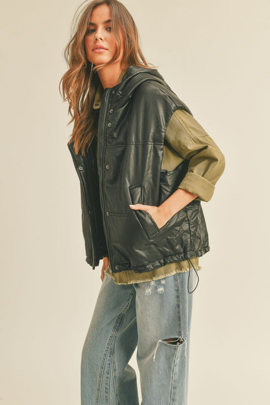 Midnight Hour Faux Leather Oversized Vest