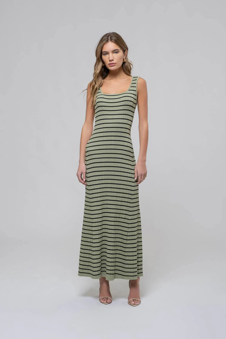 Shoreline Striped Ribbed Knit Maxi Dress