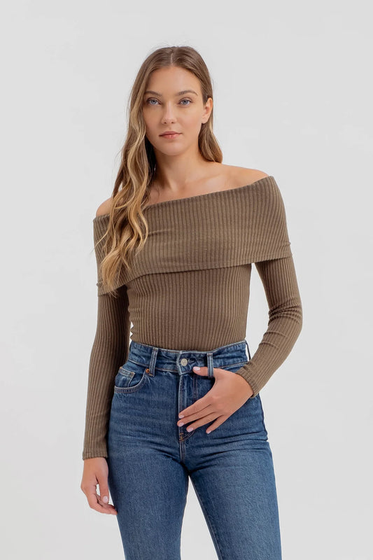 Not So Basic Fold Over Knit Top