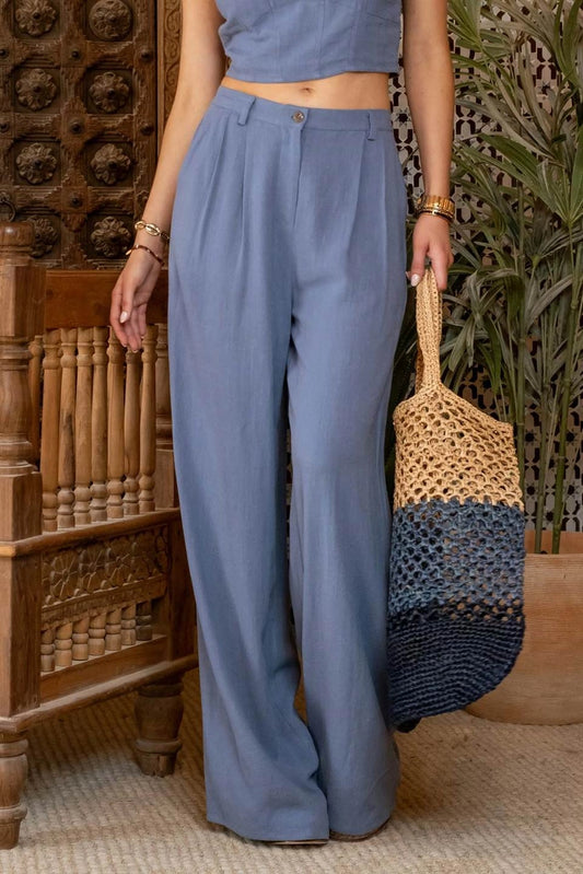 Tulum Relaxed Linen Blend Pant - Indigo