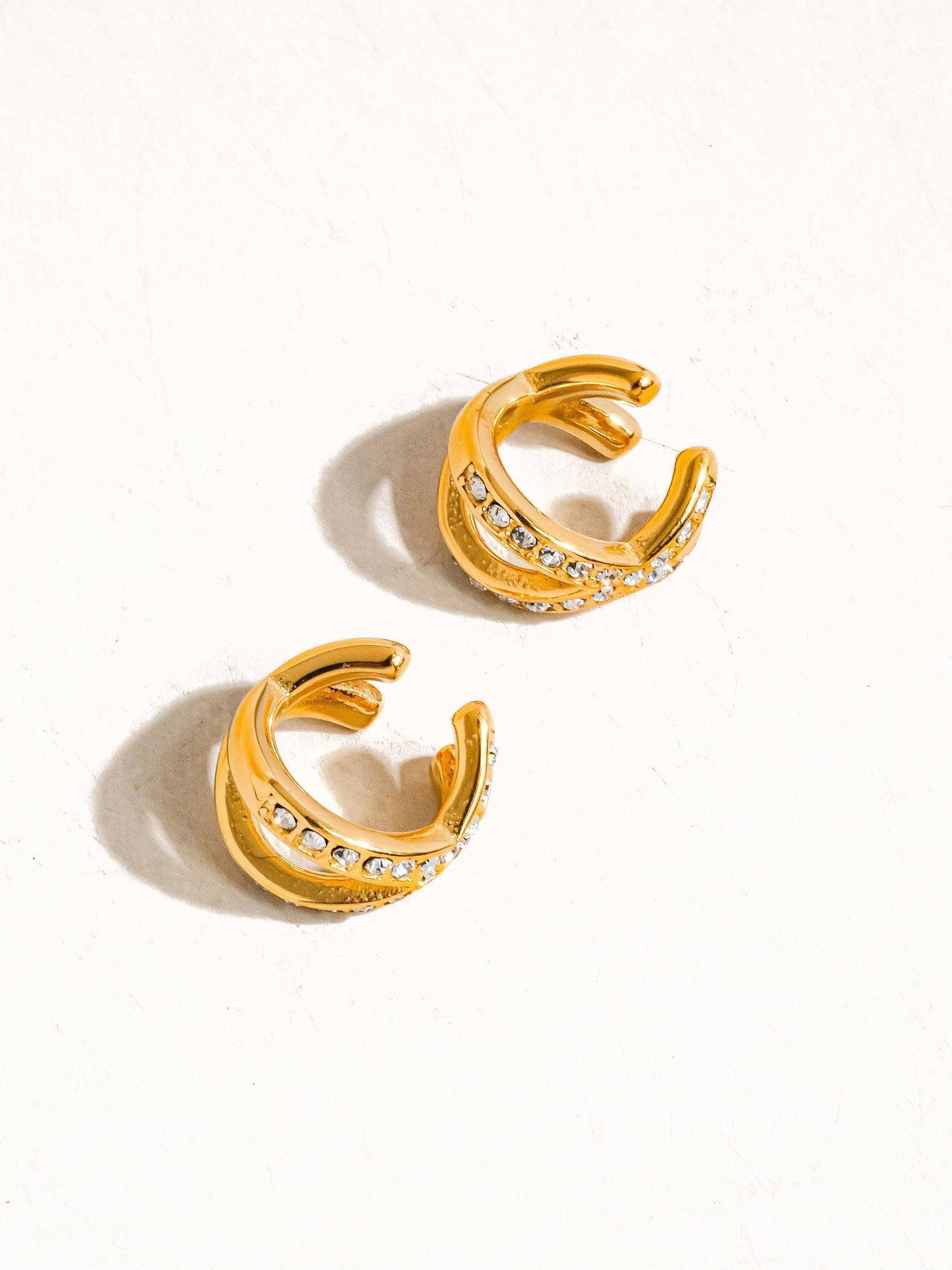 Avery 18K Gold Non-Tarnish X CZ Ear Cuff: Yellow Gold