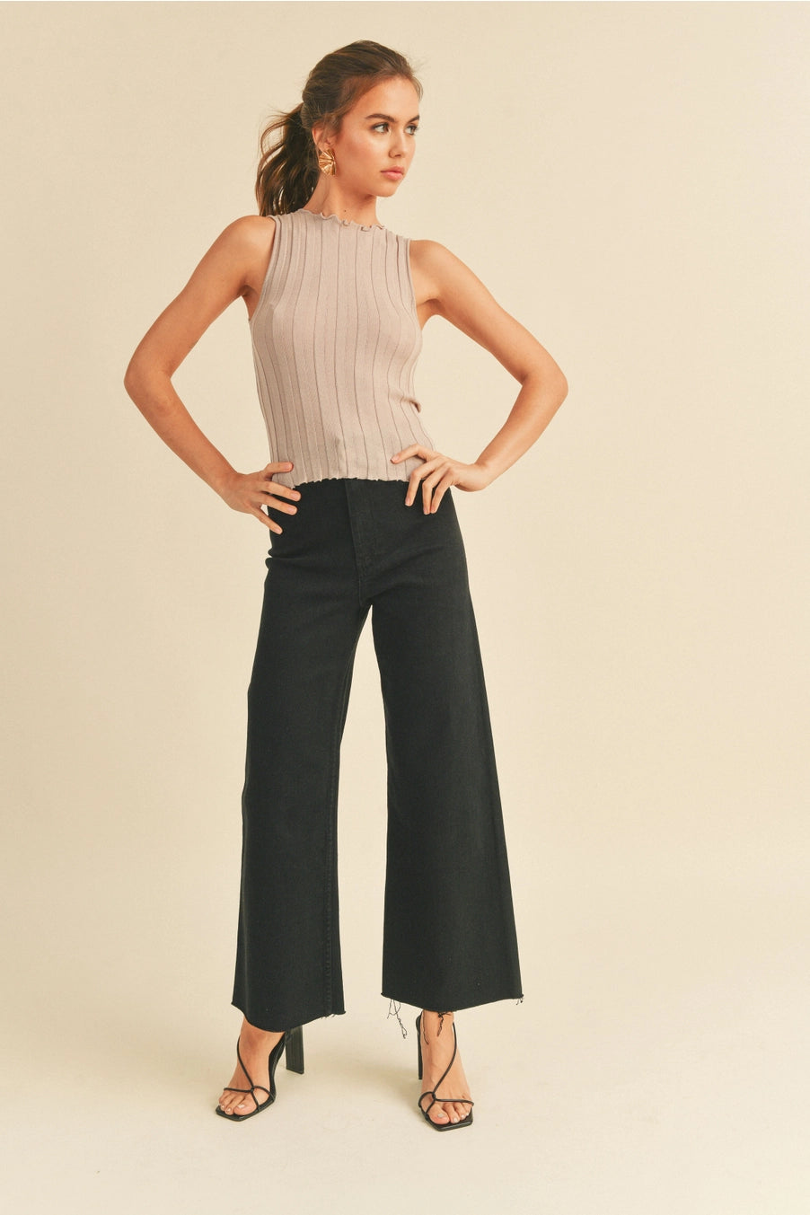 Straight Wide Leg Denim Pants