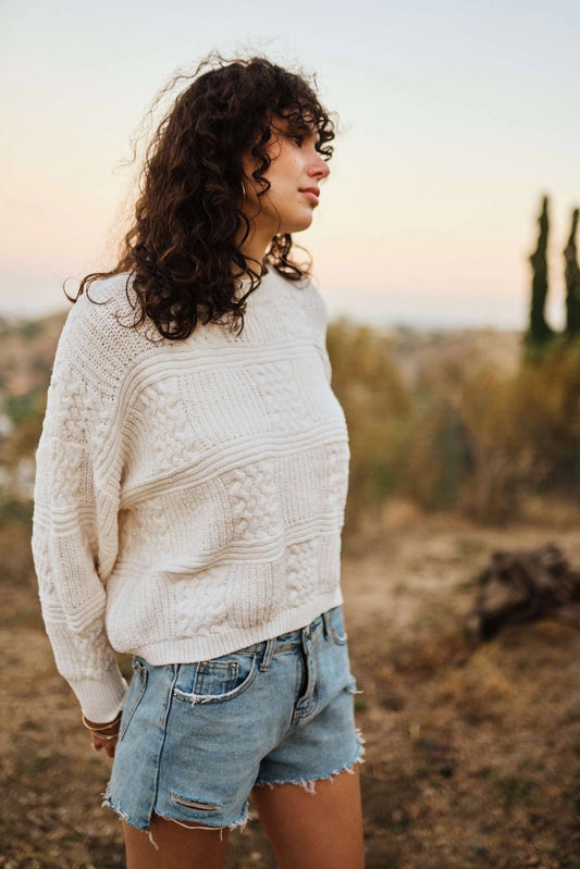 Check Back Later Tonal Textured Sweater