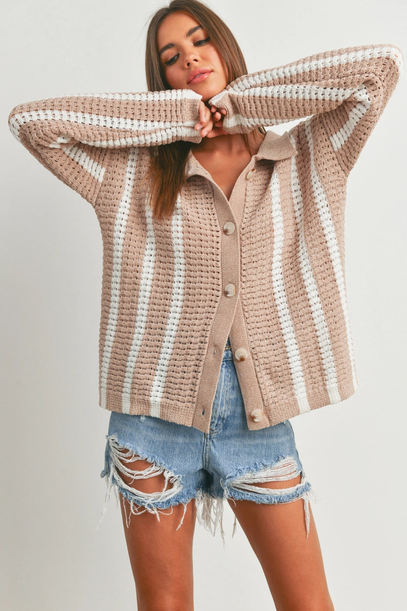 North County Oversized Chenille Button Up Sweater Cardigan