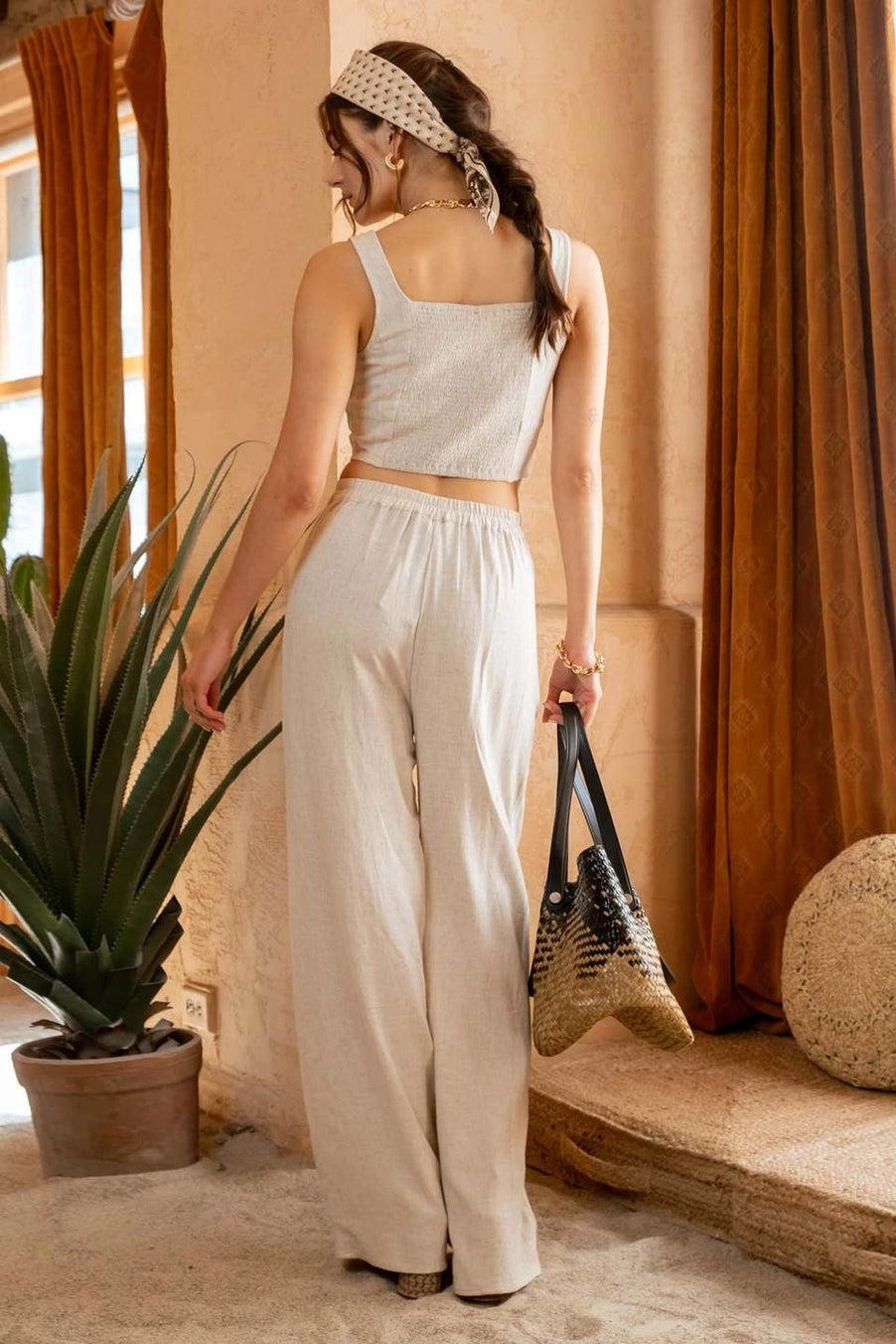 Tulum Relaxed Linen Blend Pant - Oatmeal