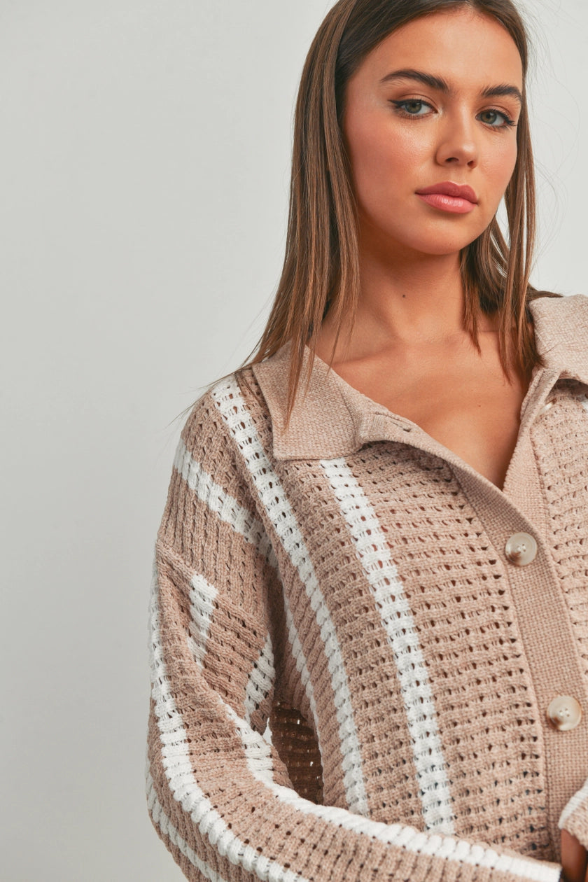 North County Oversized Chenille Button Up Sweater Cardigan