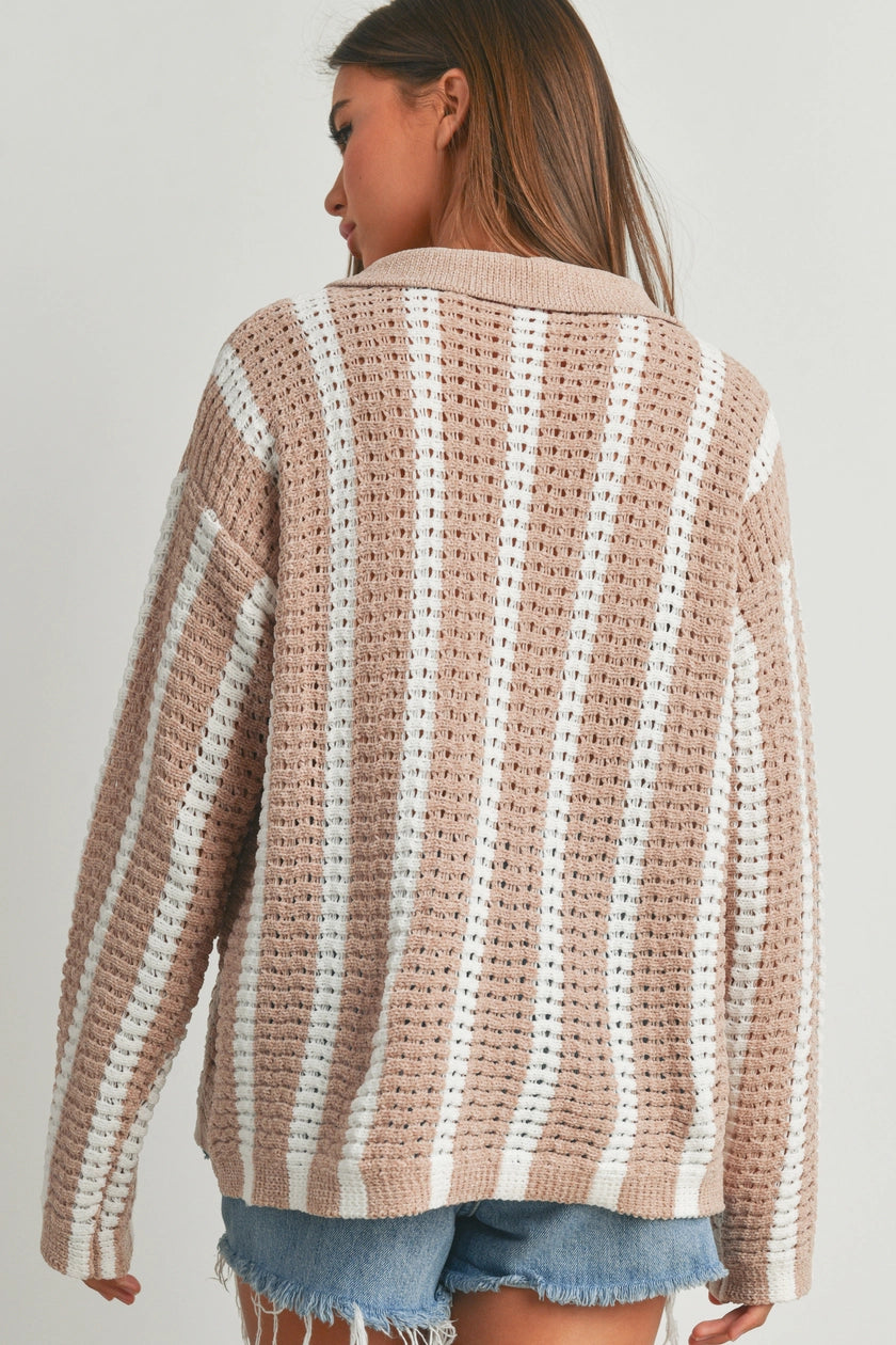 North County Oversized Chenille Button Up Sweater Cardigan