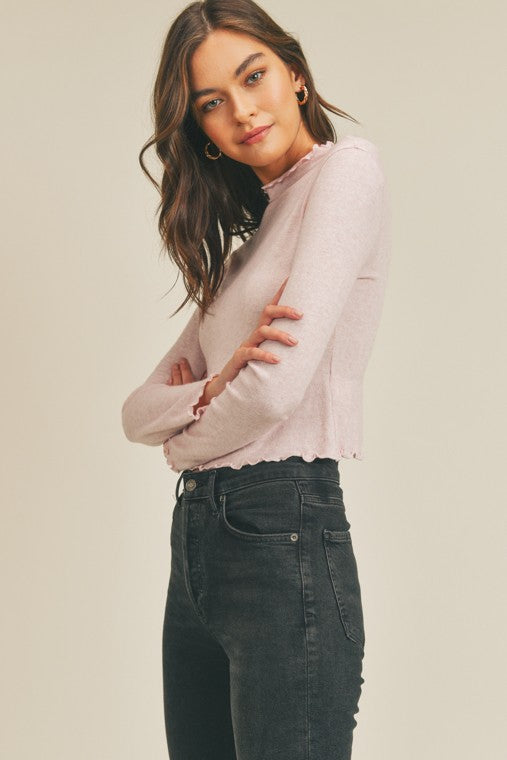 Lettuce Edge Long Sleeve Knit Top