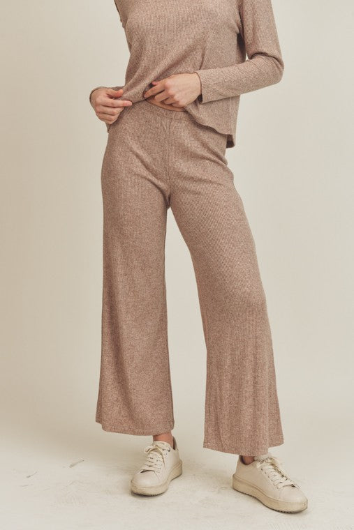 Carlie Rib Knit Relaxed Wide Leg Set