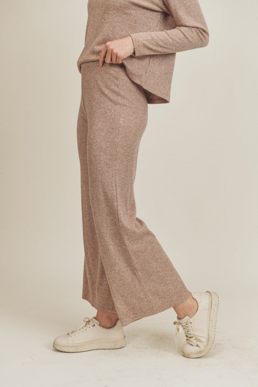 Carlie Rib Knit Relaxed Wide Leg Set