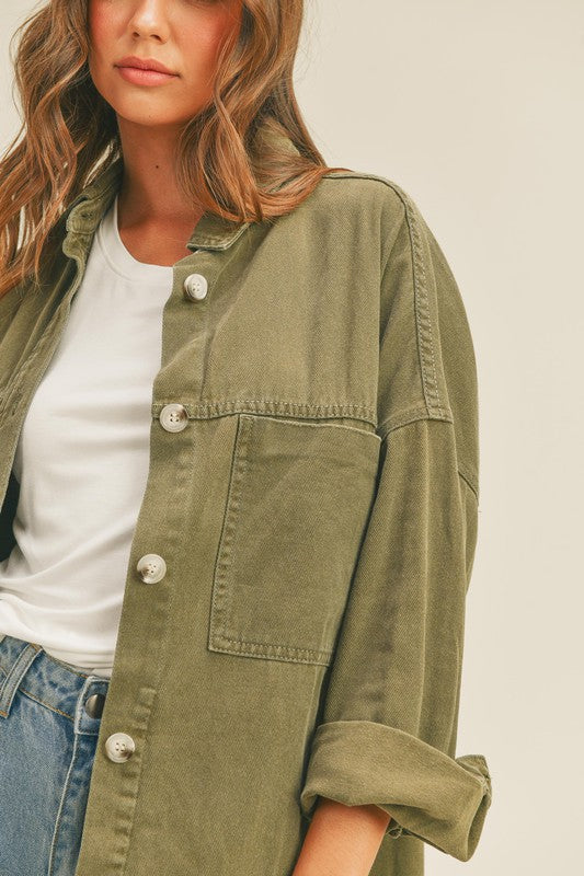 Washed Cotton Casual Shacket