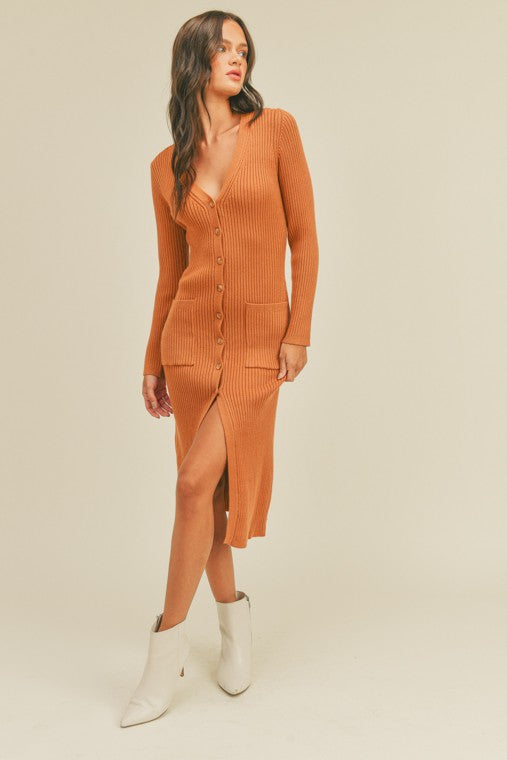 Ribbed Knit Sweater Dress