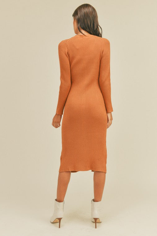 Ribbed Knit Sweater Dress