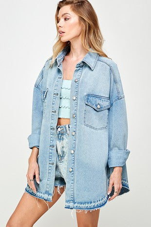 missguided oversized denim shirt