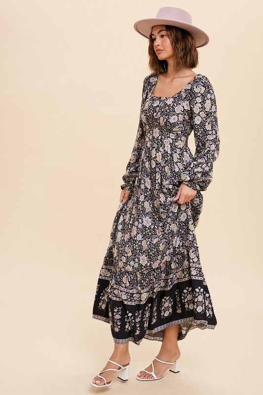 Magnolia Long Sleeve Printed Midi Dress