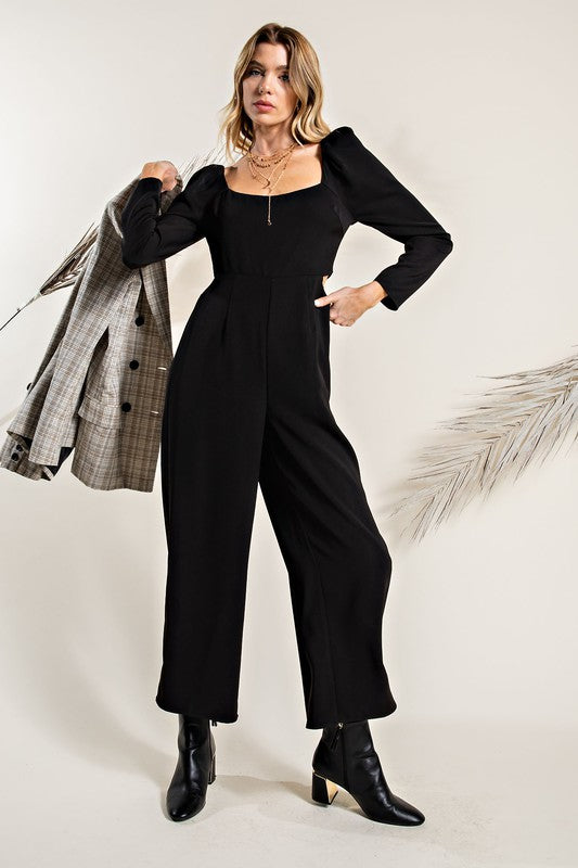 Sophia Square Neck Cutout Detail Wide Leg Jumpsuit