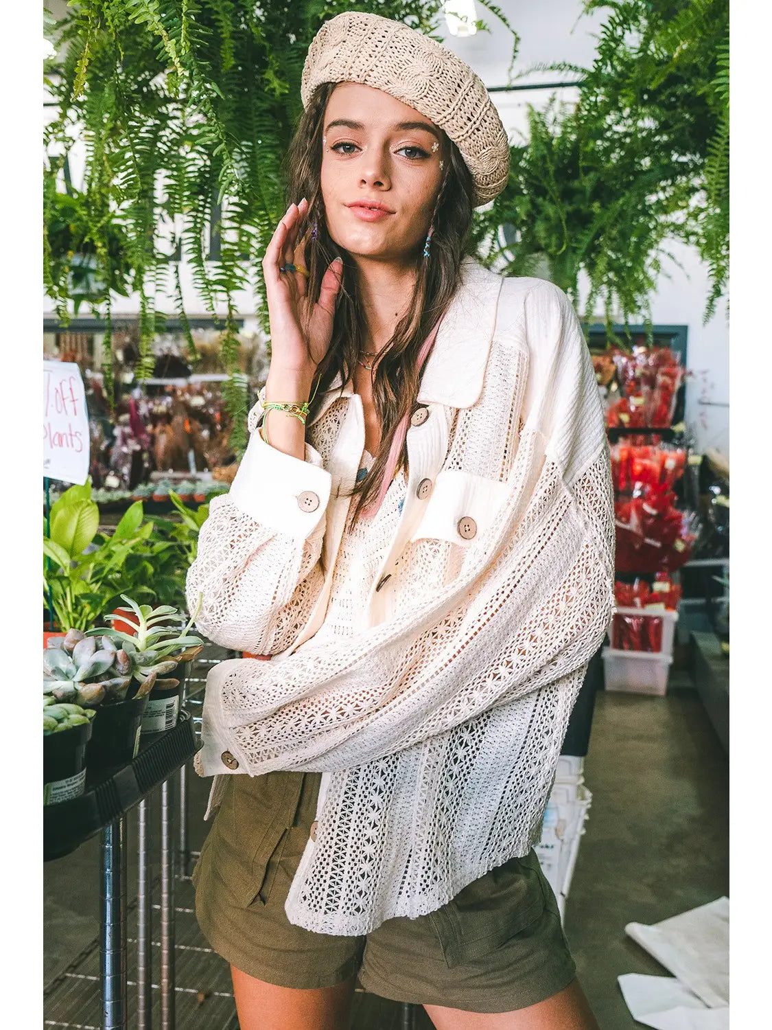 Val Crochet Button Down