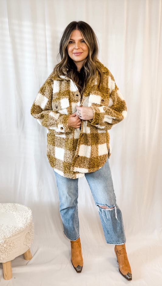 Checked Out Plaid Sherpa Jacket