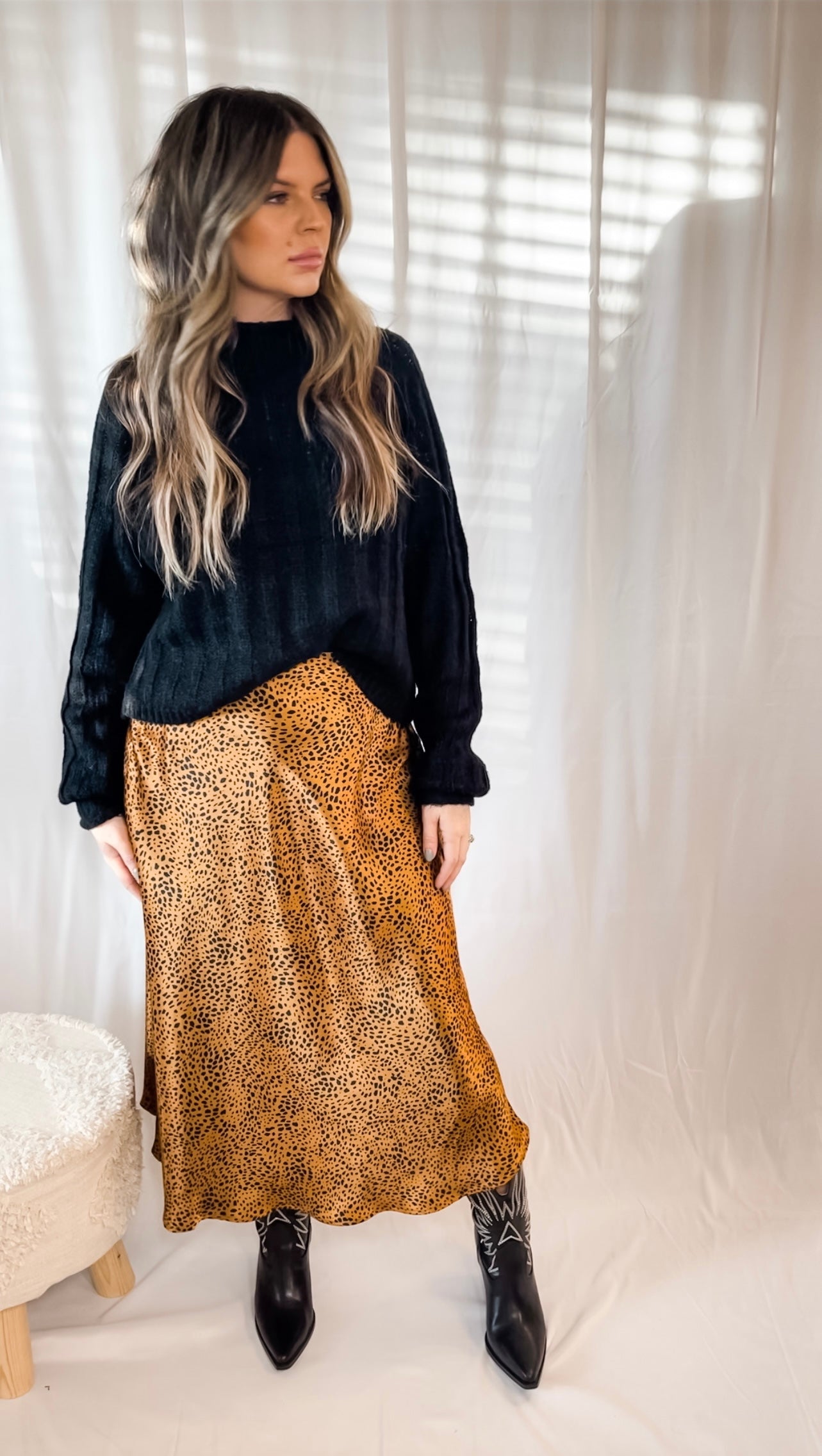 Can't Fight The Moonlight Animal Print Satin Slip Skirt