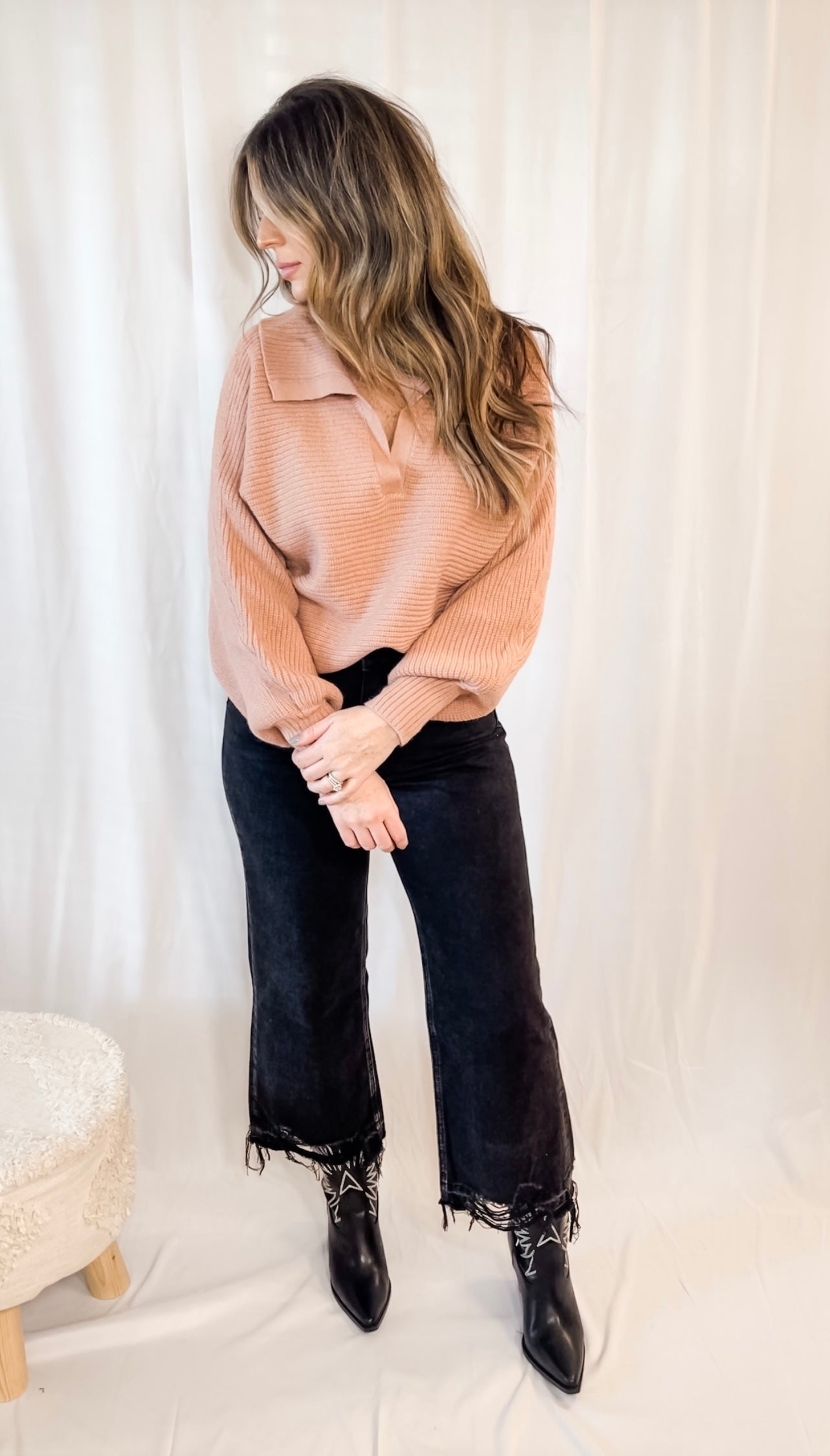 Kelsie Long Sleeve Collar Knit Sweater