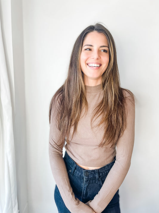 Everything Soft Mock Neck Top - Cocoa