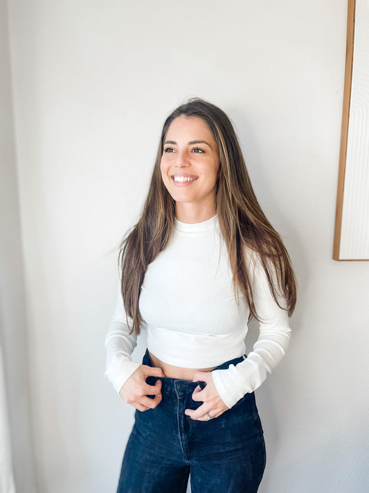 Everything Soft Mock Neck Top - White