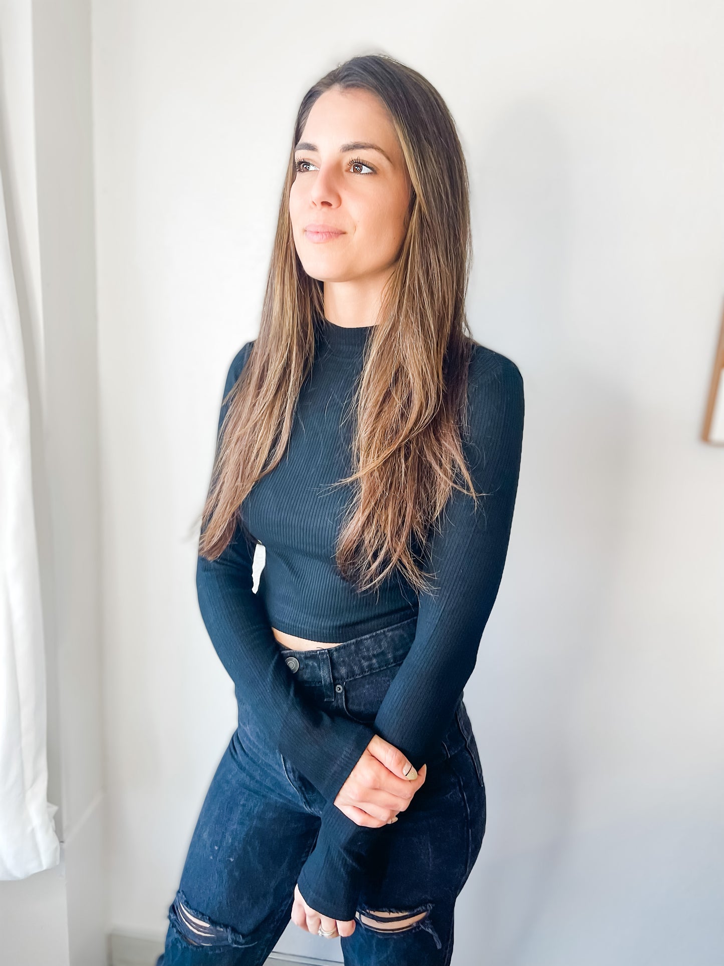 Everything Soft Mock Neck Top - Black