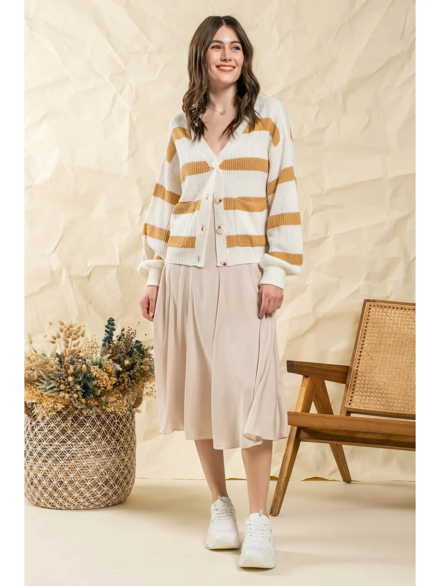 Mustard Striped Sweater Set