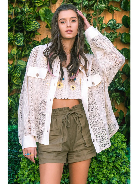 Val Crochet Button Down