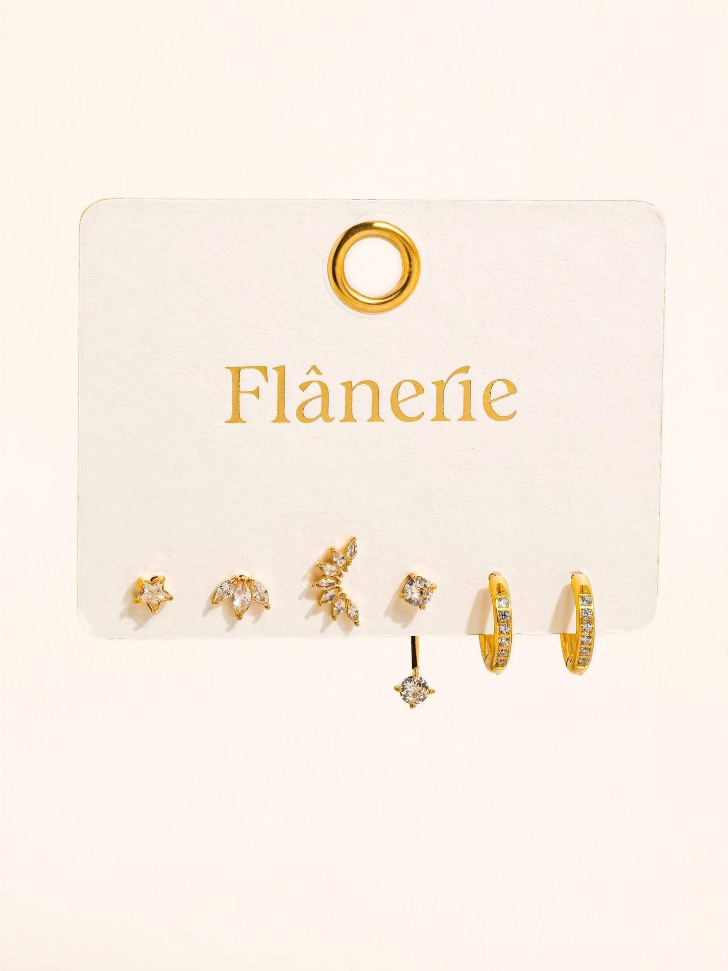 Novaé 18K Gold Non-Tarnish CZ Mix Earring Set: Yellow Gold
