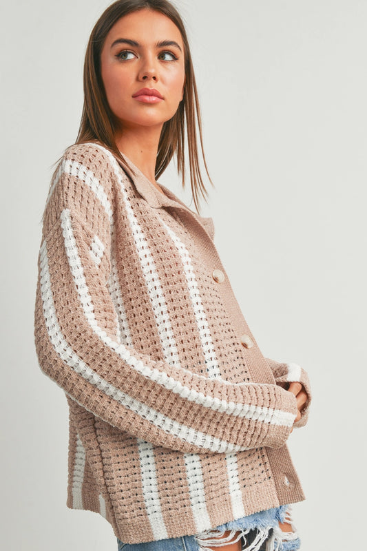 North County Oversized Chenille Button Up Sweater Cardigan