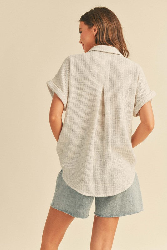 Escondido Textured Pattern Button-up Shirt - Stone